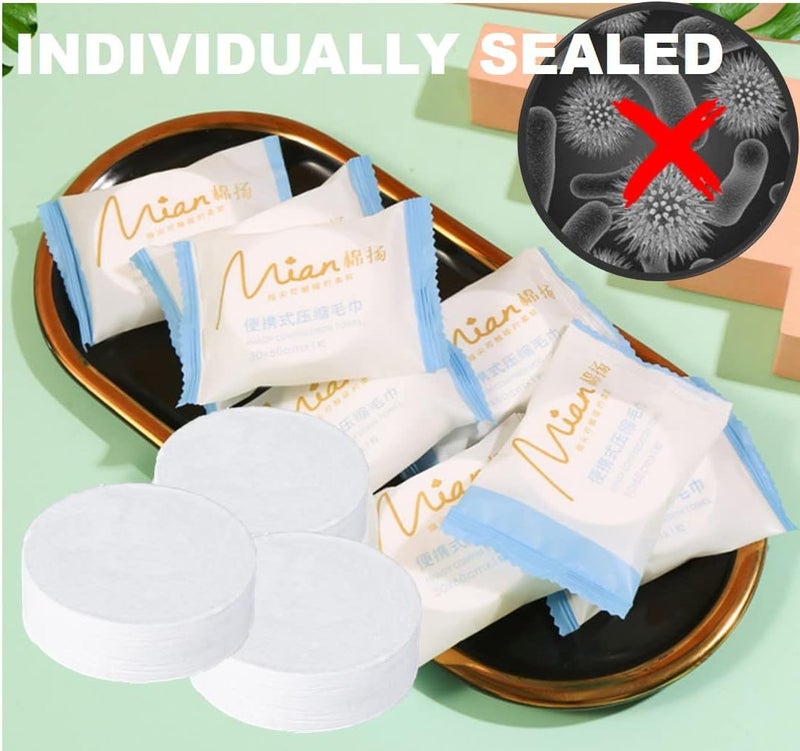 QUALIALL مناديل قطنية قابلة للاستخدام لمرة واحدة بحجم كبير جداً وسميك (23.6" × 11.8")، مناشف سفر محمولة للاستخدام في التخييم والمشي لمسافات طويلة وحمل الحقائب أو السفر. - Image 3